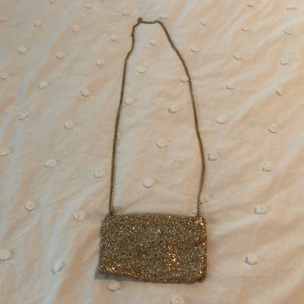 J Crew gold glitter purse